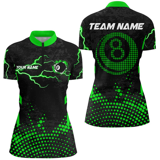 Personalized Green 8 Ball Point Billiard Women Quarter-Zip Shirts Billiards Apparel Clothing TDM0948