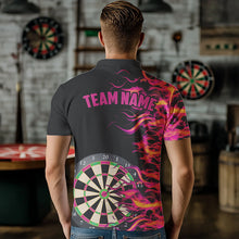 Load image into Gallery viewer, Pink Fire Flame Dart Board 3D Printed Men Darts Polo Shirts Custom Team Name Darts Jerseys Uniform TDM1294