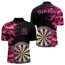 Load image into Gallery viewer, Pink Fire Flame Dart Shirt With Pocket For Men And Women Custom Dart Jerseys TDM1294