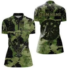 Load image into Gallery viewer, Custom Grunge Green Camo Darts Arrow Shirts For Women, Retro Darts Jerseys, Father's Day Darts Gifts TDM1660