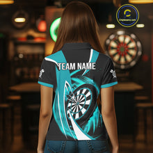 Load image into Gallery viewer, Personalized Turquoise &amp; Black Darts Shirt For Women Custom Darts League Team Polo &amp; 1/4 Zip Jerseys TDM4407
