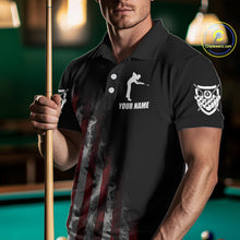 Load image into Gallery viewer, Billiard Jersey American Flag Smoke For Men Custom Patriotic 8 Ball Pool Jersey Polo &amp; 1/4 Zip TDM4647