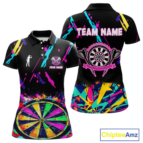 Funny Colorful Splash Dartboard Graffiti Style Darts Shirt For Women Custom Darts Team Jersey Outfit TDM5053