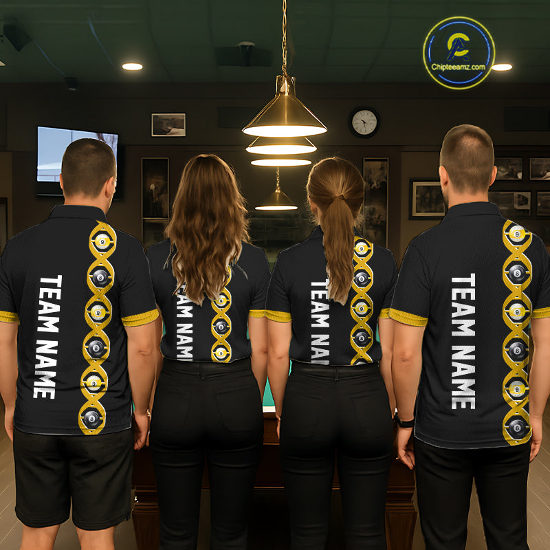 DNA Billiard 8 Ball & 9 Ball Shirts For Men Custom Funny Pool Jerseys Team Polo & 1/4 Zip |Yellow TDM5521