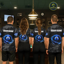 Load image into Gallery viewer, Custom Black And Blue 8 Ball Pool Eagle Paint Billiard Shirts For Women Team League Billiard Jerseys TDM5522