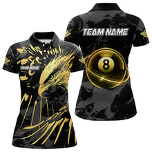 Load image into Gallery viewer, Custom Black And Gold 8 Ball Pool Eagle Paint Billiard Shirts For Women Team League Billiard Jerseys TDM3477