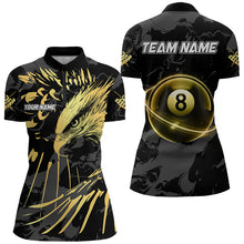 Load image into Gallery viewer, Custom Black And Gold 8 Ball Pool Eagle Paint Billiard Shirts For Women Team League Billiard Jerseys TDM3477