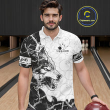 Load image into Gallery viewer, White Black Thorny Camo Wolf Bowling Shirt For Men Custom Bowling Team Jersey Polo &amp; 1/4 Zip TDM6390