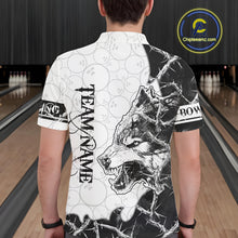 Load image into Gallery viewer, White Black Thorny Camo Wolf Bowling Shirt For Men Custom Bowling Team Jersey Polo &amp; 1/4 Zip TDM6390