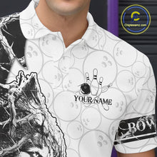 Load image into Gallery viewer, White Black Thorny Camo Wolf Bowling Shirt For Men Custom Bowling Team Jersey Polo &amp; 1/4 Zip TDM6390