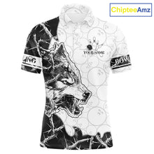 Load image into Gallery viewer, White Black Thorny Camo Wolf Bowling Shirt For Men Custom Bowling Team Jersey Polo &amp; 1/4 Zip TDM6390