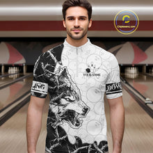Load image into Gallery viewer, White Black Thorny Camo Wolf Bowling Shirt For Men Custom Bowling Team Jersey Polo &amp; 1/4 Zip TDM6390