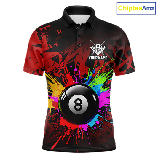 Colorful 8 Ball Pool Billiard Jersey For Men Custom Billiard Team Shirts Polo & Quarter Zip | Red TDM6583