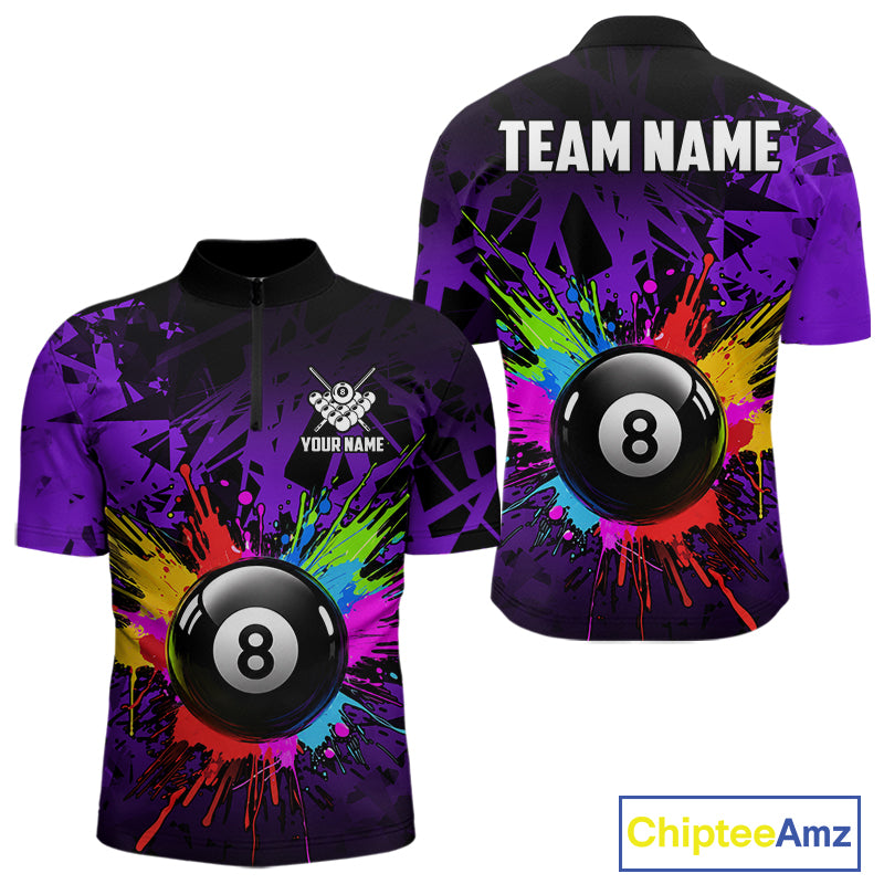 Colorful 8 Ball Pool Billiard Jersey For Men Custom Billiard Team Shirts Polo & Quarter Zip| Red TDM6583