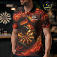 Load image into Gallery viewer, Personalized Fire Flame Orange Snake Darts Shirt For For Men Custom Darts Jersey Polo &amp; 1/4 Zip TDM4848