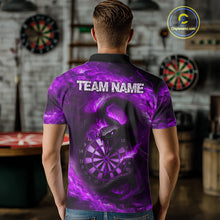 Load image into Gallery viewer, Personalized Fire Flame Snake Purple Darts Shirt For For Men Custom Darts Jersey Polo &amp; 1/4 Zip TDM4850