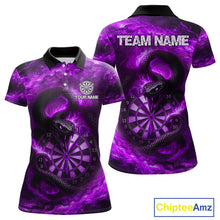 Load image into Gallery viewer, Personalized Fire Flame Snake Purple Darts Shirt For For Women Custom Darts Jersey Polo &amp; 1/4 Zip TDM4850