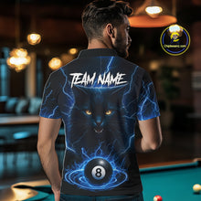Load image into Gallery viewer, Blue 8 Ball Thunder Lightning Cat Billiard Shirt For Men Custom Pool Team Jersey Polo &amp; 1/4 Zip TDM5065