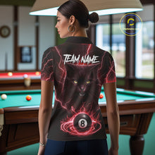 Load image into Gallery viewer, Red 8 Ball Thunder Lightning Cat Billiard Shirt For Women Custom Pool Team Jersey Polo &amp; 1/4 Zip TDM5067