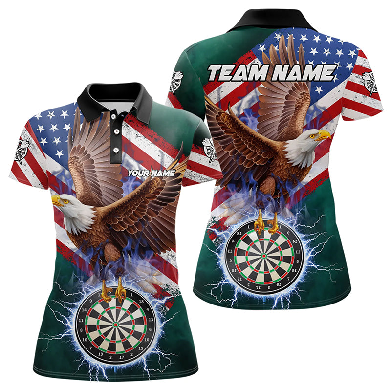 Personalized American Flag Eagle Dart Shirts For Women Custom Dart Board Lightning Dart Jerseys TDM3288