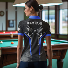 Load image into Gallery viewer, Black And Red 8 Ball Pool Wings Custom Camo Billiard Shirts For Women, 8 Ball Billiard Team Jerseys TDM3484