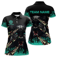Load image into Gallery viewer, Teal Grunge Panther Dart Shirt With Pocket Option For Women Custom Dart Jersey TDM3620