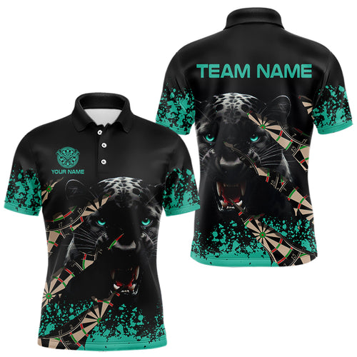 Teal Grunge Panther Dart Shirt With Pocket Option For Men Custom Dart Jersey TDM3620