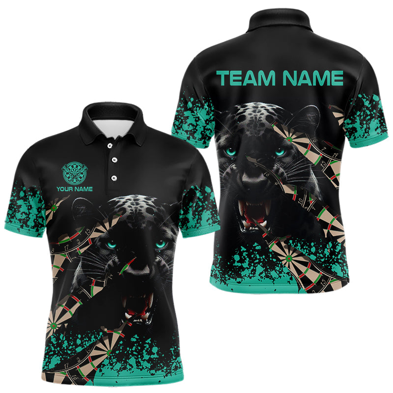 Teal Grunge Panther Dart Shirt With Pocket Option For Men Custom Dart Jersey TDM3620