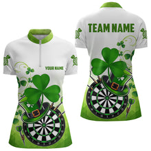 Load image into Gallery viewer, Green Luckiest Shamrock 3D Dartboard Women Dart Shirts Custom St Patrick Day Dart Shirts Team Jerseys TDM3625