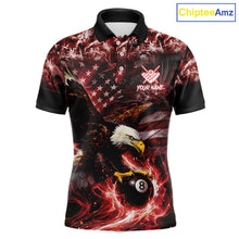 Load image into Gallery viewer, Red Flaming Eagle 8 Ball Billiard Shirt For Men Custom US Flag Pool Team Jersey Polo &amp; 1/ 4 Zip TDM6154