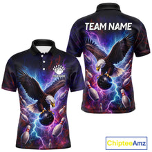 Load image into Gallery viewer, Custom Colorful Thunder Lightning Eagle Bowling Shirt For Men, Bowling Team Jersey Polo &amp; 1/4 Zip TDM6158
