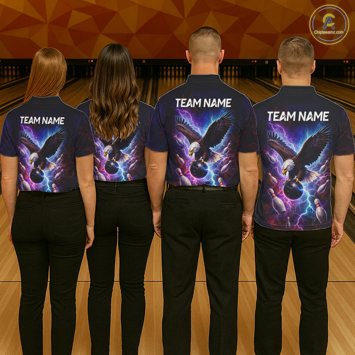 Custom Colorful Thunder Lightning Eagle Bowling Shirt For Women, Bowling Team Jersey Polo & 1/4 Zip TDM6158