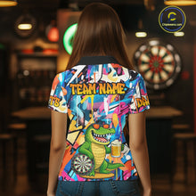 Load image into Gallery viewer, Funny Alligator Colorful Graffiti Darts Shirt For Women Custom Darts Team Jersey Polo &amp; 1/4 Zip TDM6392