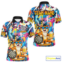Load image into Gallery viewer, Funny Cat Colorful Graffiti Darts Shirt For Men Custom Darts Team Jersey Polo &amp; 1/4 Zip TDM6393