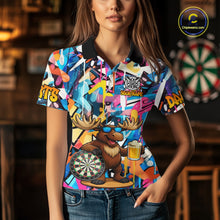 Load image into Gallery viewer, Funny Moose Colorful Graffiti Darts Shirt For Women Custom Darts Team Jersey Polo &amp; 1/4 Zip TDM6397