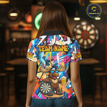 Load image into Gallery viewer, Funny Moose Colorful Graffiti Darts Shirt For Women Custom Darts Team Jersey Polo &amp; 1/4 Zip TDM6397