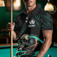 Load image into Gallery viewer, Turquoise Funny Skull 8 Ball Pool Shirt For Men Custom Billiard Team Jersey Polo &amp; 1/4 Zip TDM4424
