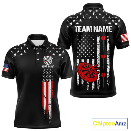 Personalized American Flag Darts Jersey For Men Custom Patriotic Darts Team Polo & 1/4 Zip Shirt TDM5077