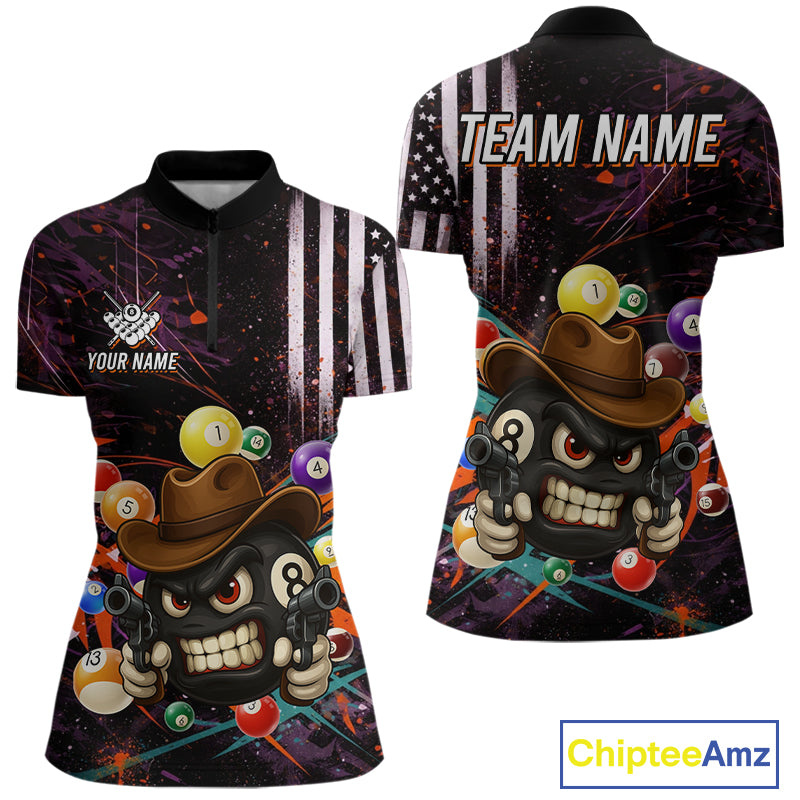 Funny 8 Ball Pool Graffiti Style Billiard Shirt For Women Custom Billiard Team Jersey Outfit TDM5548