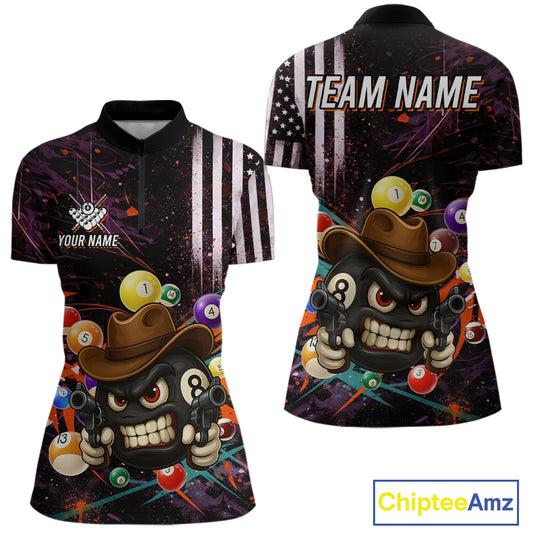 Funny 8 Ball Pool Graffiti Style Billiard Shirt For Women Custom Billiard Team Jersey Outfit TDM5548