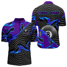 Load image into Gallery viewer, Personalized Blue Purple 3D 8 Ball Billiards Pool Shirts For Men Custom Billiard Team Jerseys TDM3626