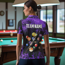 Load image into Gallery viewer, Personalized Purple Funny 8 Ball Pool Flame Women&#39;S Billiard Shirts, Billiard Team Shirts Pool Jerseys TDM3782