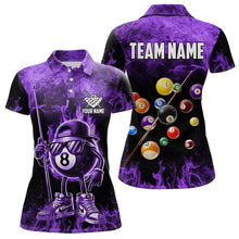 Load image into Gallery viewer, Personalized Purple Funny 8 Ball Pool Flame Women&#39;S Billiard Shirts, Billiard Team Shirts Pool Jerseys TDM3782