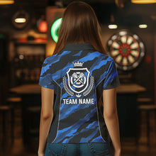 Load image into Gallery viewer, Blue Camo Darts Shirts With Pocket Option For Women Custom Darts Team Jersey TDM3786