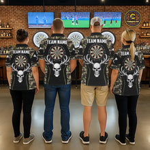 Load image into Gallery viewer, Personalized Green Camo Skull Darts Shirt For Men Custom Darts League Jersey Team Polo &amp; 1/4 Zip TDM6402
