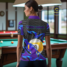 Load image into Gallery viewer, Personalized Blue Purple 9 Ball Pool Billiards Shirts For Women, Billiard Team Jersey Polo &amp; 1/4 Zip TDM6403