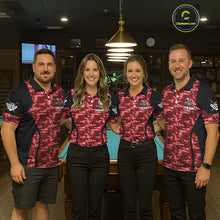 Load image into Gallery viewer, Personalized Red Camo Skull Billiard Shirt For Men, 8 Ball Billiard Team Jersey Polo &amp; 1/4 Zip TDM6400