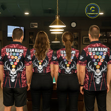 Load image into Gallery viewer, Personalized Red Camo Skull Billiard Shirt For Men, 8 Ball Billiard Team Jersey Polo &amp; 1/4 Zip TDM6400