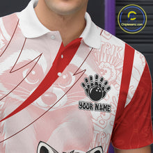 Load image into Gallery viewer, Custom Red Funny Raccoon Bowling Jersey For Men Custom Bowling Shirts Team Polo &amp; Quarter Zip TDM6592