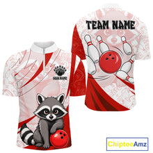 Load image into Gallery viewer, Bowling jersey with raccoon design and customizable text.